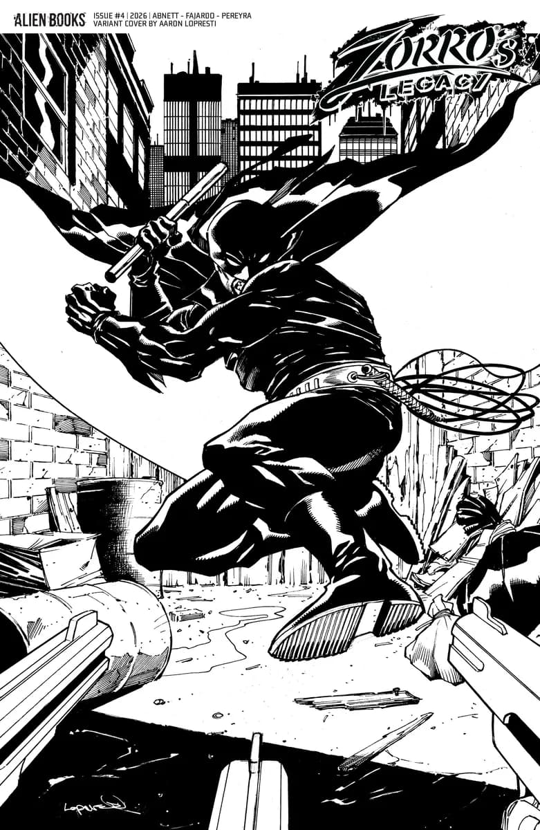 Zorro's Legacy #4 Variant D (Lopresti B&W) cover