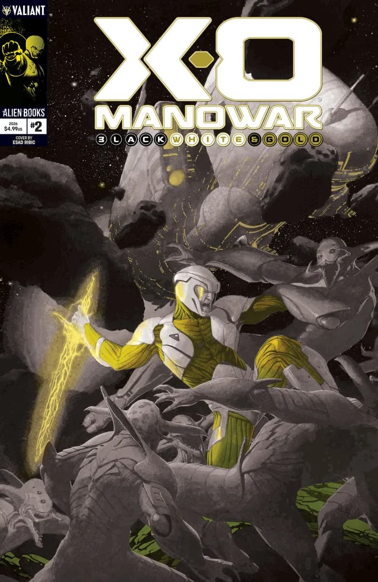 X-O Manowar: Black, White & Gold #2 Variant B (Ribic Black, White & Gold Variant) cover